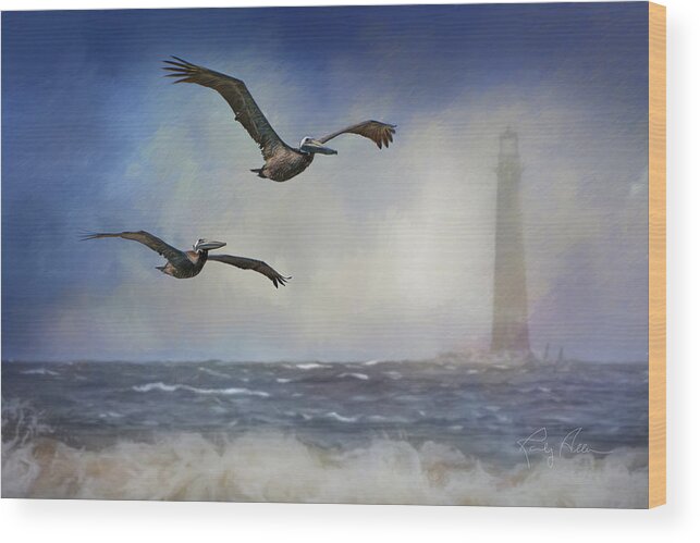 Pelicans Wood Print featuring the photograph Pelican Storm by Randall Allen