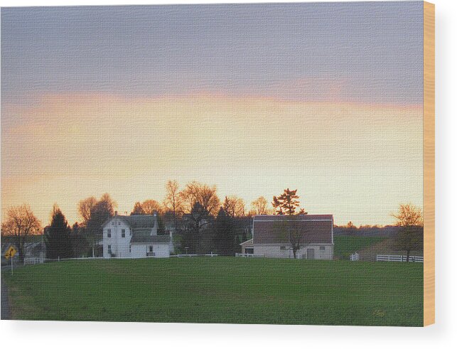 Rural Wood Print featuring the photograph Pennsylvania Farm at Sunset by Gordon Beck