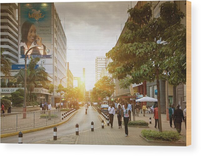 Kenya Wood Print featuring the photograph People Walking On City Street by Cultura Rm Exclusive/walter Zerla