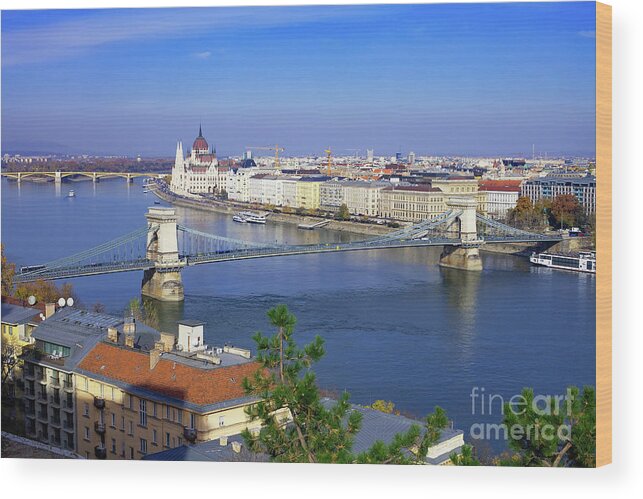 Budapest Wood Print featuring the photograph Pest from the Buda Side by Diane Macdonald