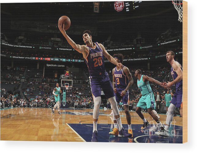 Dario Saric Wood Print featuring the photograph Phoenix Suns V Charlotte Hornets by Brock Williams-smith