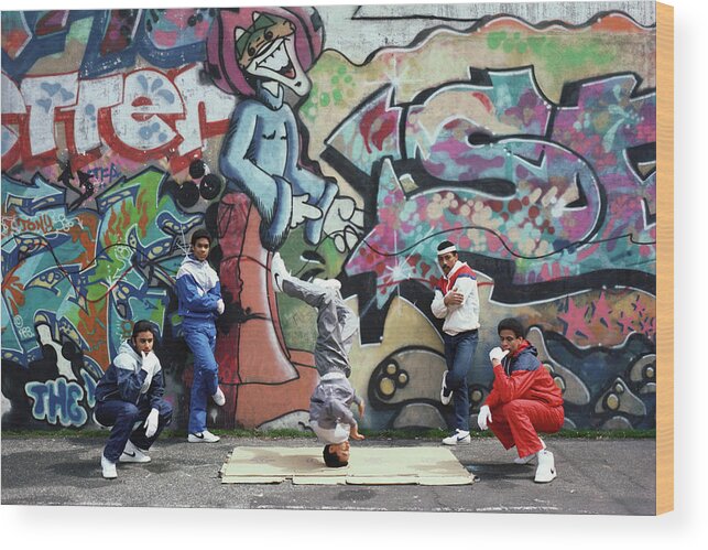 1980-1989 Wood Print featuring the photograph Photo Of Breakdancers by Michael Ochs Archives