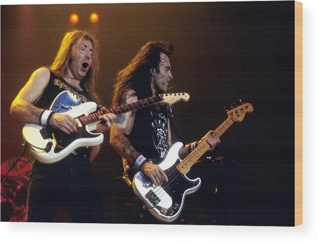 Heavy Metal Wood Print featuring the photograph Photo Of Dave Murray And Steve Harris by Graham Wiltshire