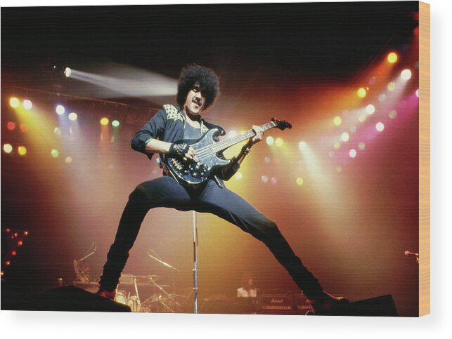 1980-1989 Wood Print featuring the photograph Photo Of Thin Lizzy And Phil Lynott by Pete Cronin