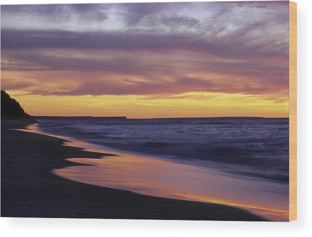 Tranquil Scene Wood Print featuring the photograph Pictured Rocks National Lakeshore At by Ed Reschke