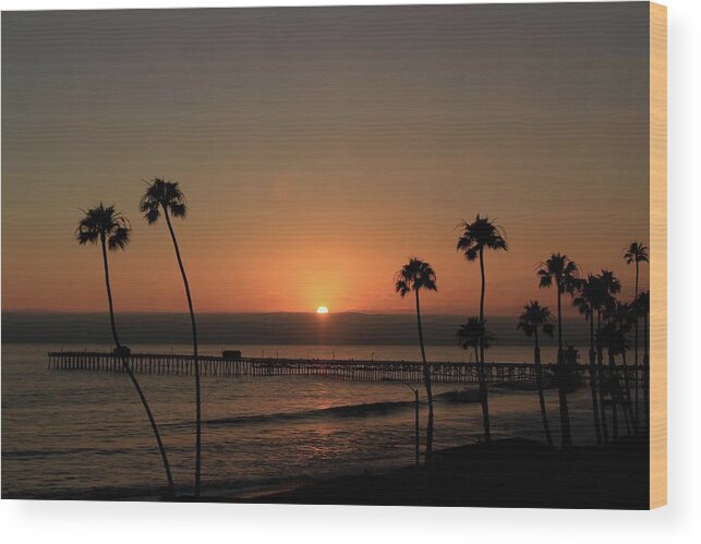 Sunset Wood Print featuring the photograph Pier Sunset by Brian Eberly