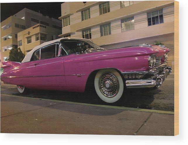 Art Deco Wood Print featuring the photograph Pink Cadillac by Ntzolov