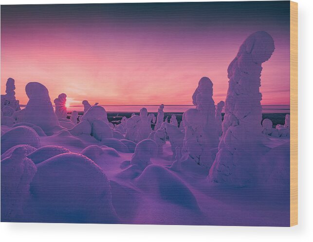 Light Wood Print featuring the photograph Planet "purple World" by Haim Rosenfeld