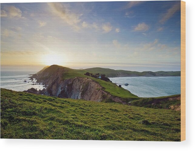 Tranquility Wood Print featuring the photograph Point Reyes National Seashore At Sunset by Rachid Dahnoun
