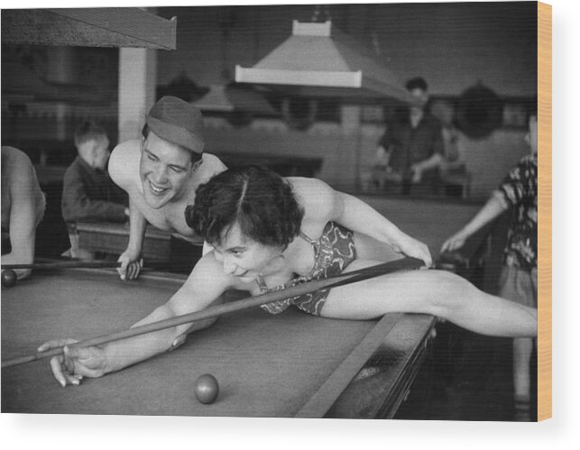 1950-1959 Wood Print featuring the photograph Pool Precision by Bert Hardy