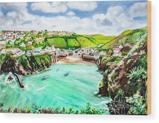 Port Isaac Wood Print featuring the painting Port Isaac by James Lavott