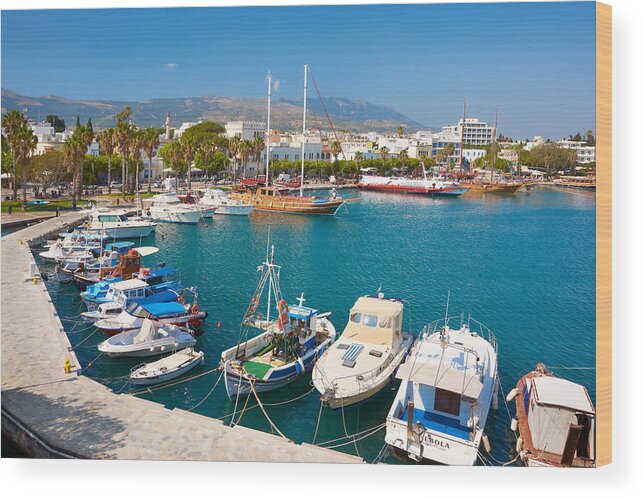 Cityscape Wood Print featuring the photograph Port Of Kos Town, Kos, Dodecanese by Jan Wlodarczyk