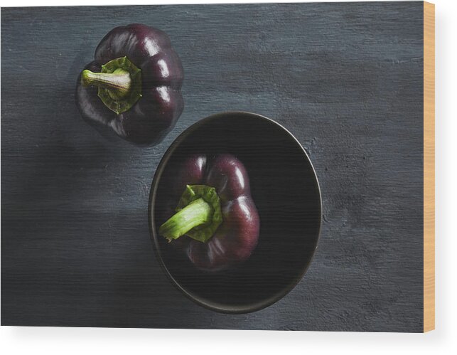 Food Wood Print featuring the photograph Purple Peppers by Cuisine at Home