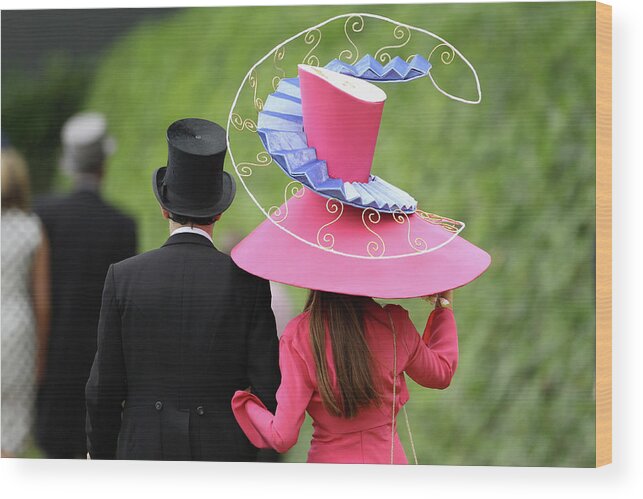 Ascot Racecourse Wood Print featuring the photograph Racegoers Attend Ladies Day At Royal by Dan Kitwood