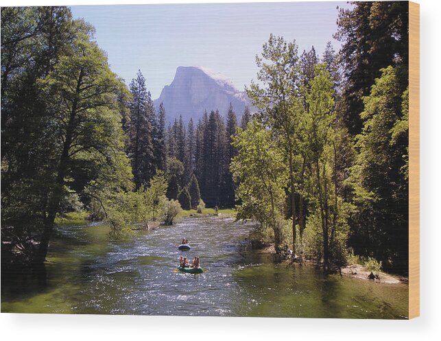 Scenics Wood Print featuring the photograph Rafting On The Meced River In Yosemite by Groveb