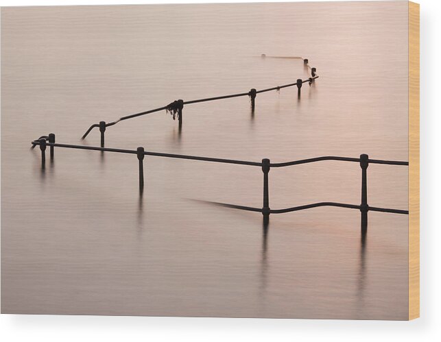 Dawn Wood Print featuring the photograph Railings At Old Bathing Pools In St by David Clapp