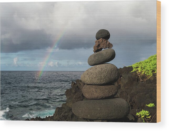 Rainbow Wood Print featuring the photograph Rainbow Cairn by William Dickman
