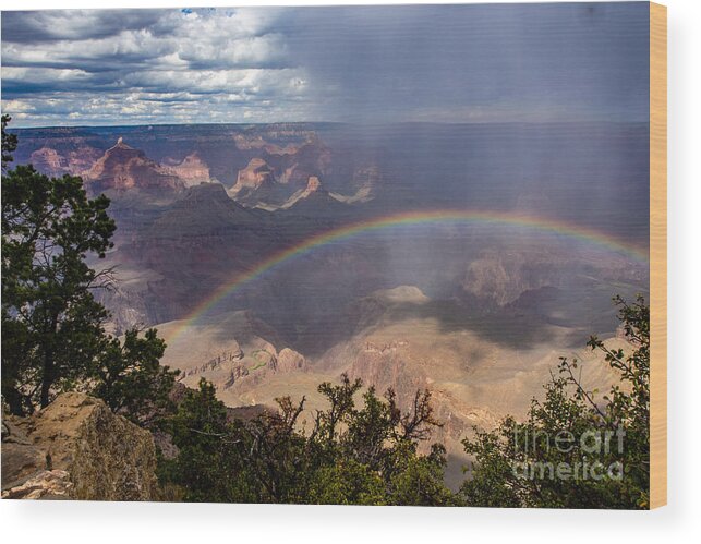 Rainbow Wood Print featuring the photograph Rainbow Over the Grand Canyon by L Bosco