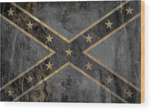 Rebel Flag Black And White Wood Print featuring the digital art Rebel Flag Black and White by Randy Steele