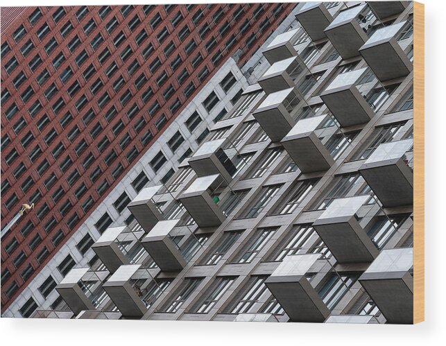 Architecture Wood Print featuring the photograph Red And White Facade by Jaap Koer