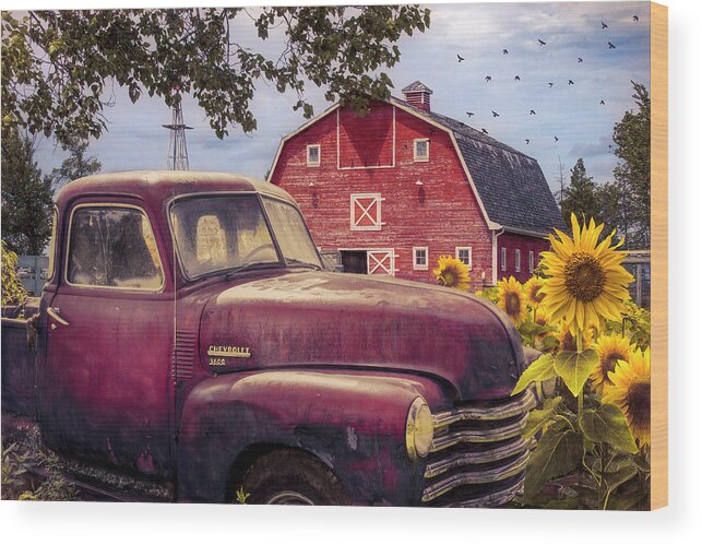1946 Wood Print featuring the photograph Red Chevrolet in Autumn by Debra and Dave Vanderlaan