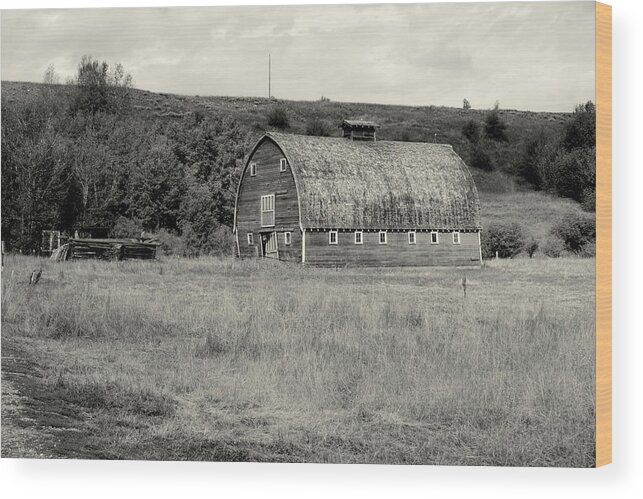 Barn Wood Print featuring the photograph Red Lodge MT Barn Black and white by Cathy Anderson