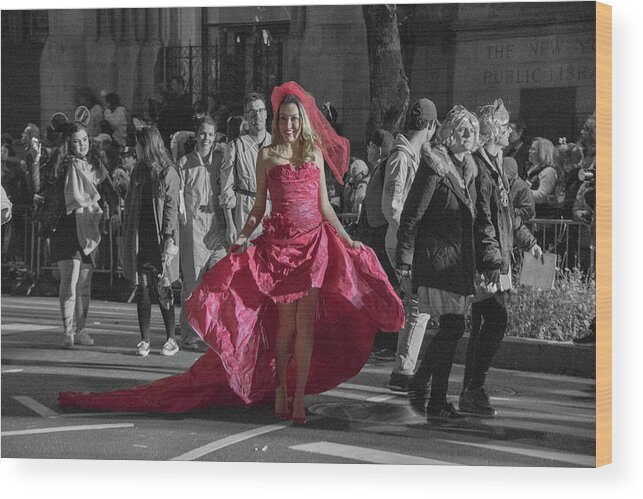 Red Wedding Dress Wood Print featuring the photograph Red Wedding Dress by Alan Goldberg