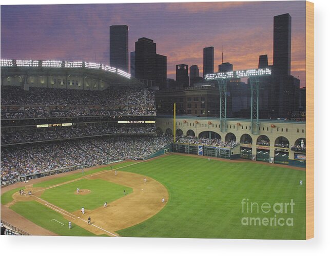 Minute Maid Park Wood Print featuring the photograph Reds V Astros X by Ronald Martinez