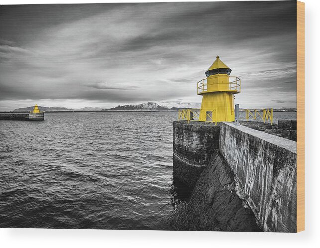 Ingolfsgarour Wood Print featuring the photograph Reykjavik Harbour by Nigel R Bell