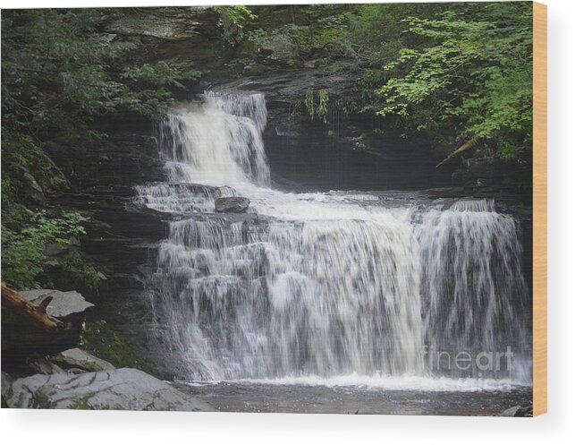 Green Wood Print featuring the photograph Ricketts Glen Waterfall by Aicy Karbstein