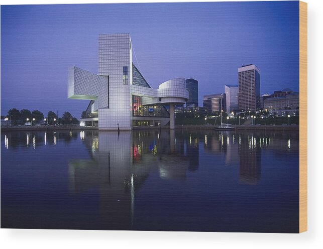 Rock Music Wood Print featuring the photograph Rock And Roll Hall Of Fame In Cleveland by Mark Gibson