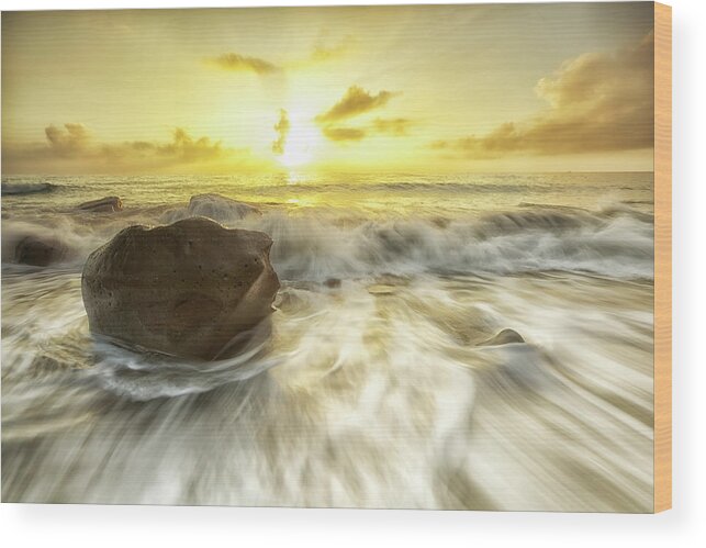 Tranquility Wood Print featuring the photograph Rock In Gold Rush by Sunrise@dawn Photography