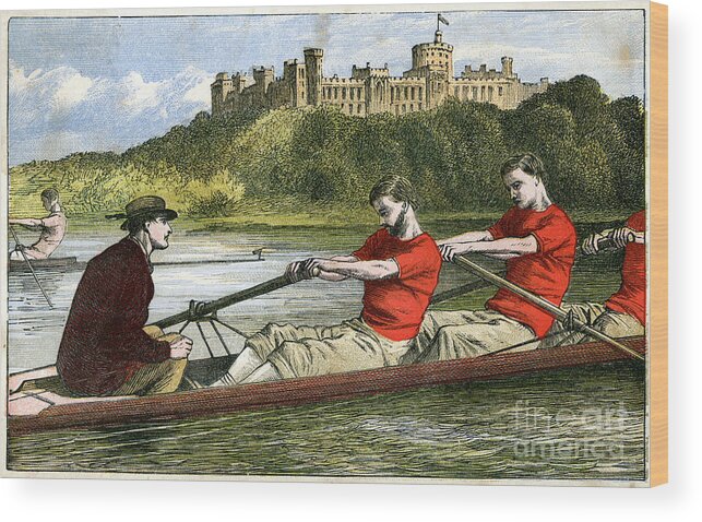 Engraving Wood Print featuring the drawing Rowing, 19th Century by Print Collector