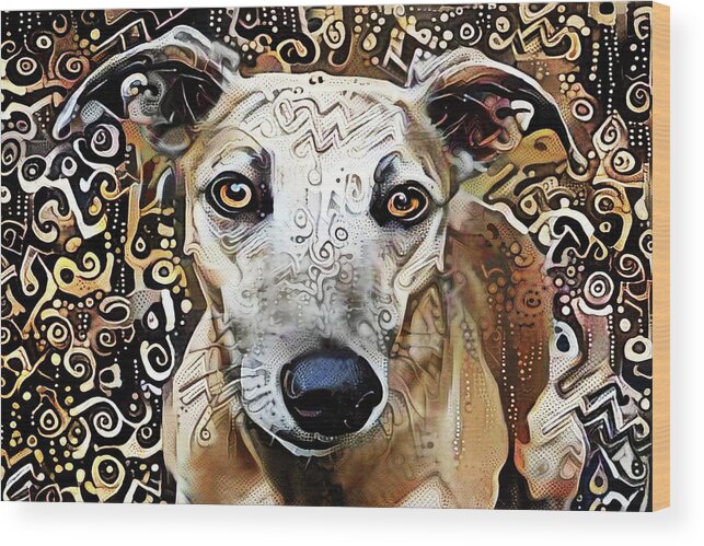 Greyhound Wood Print featuring the digital art Roxie the Greyhound by Peggy Collins