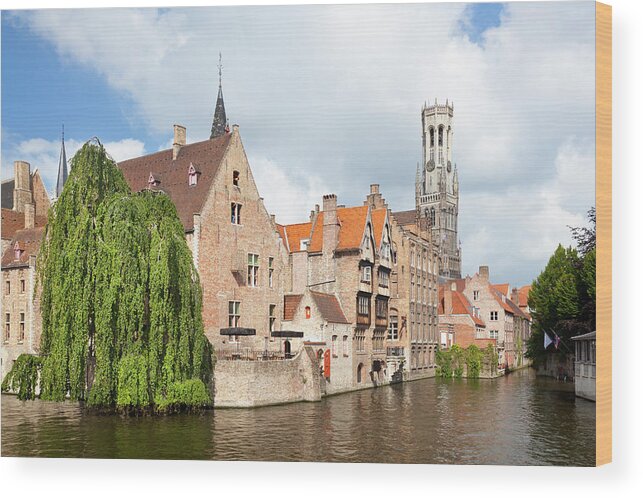 Belgium Wood Print featuring the photograph Rozenhoedkaai In Bruges by Michaelutech