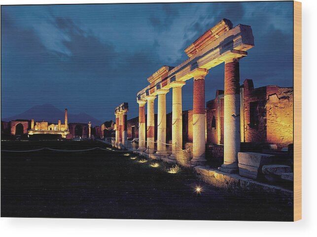 Pompeii Wood Print featuring the photograph Ruins Of An Ancient Pompeii Temple Are by Eric Vandeville