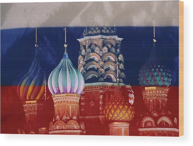 Red Square Wood Print featuring the photograph Russia, Moscow, Red Square St. Basils by Grant Faint