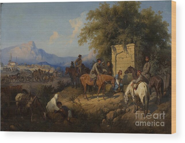 Oil Painting Wood Print featuring the drawing Russian Forces Crosses The Caucasus by Heritage Images