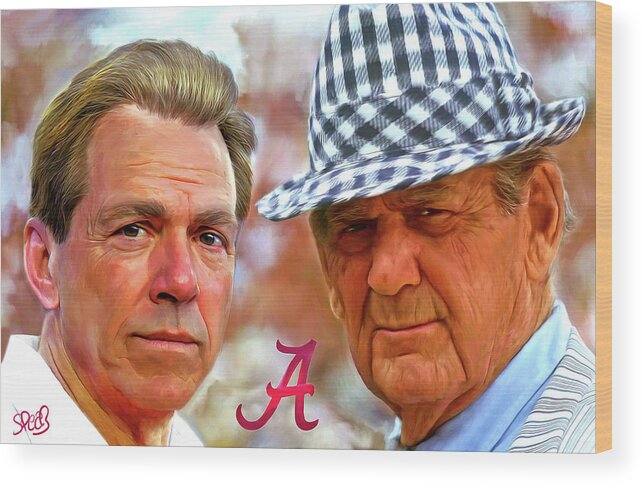 Mark Spears Wood Print featuring the painting Saban and Bear by Mark Spears