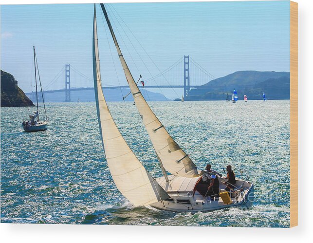 Francisco Wood Print featuring the photograph Sailboats In The San Francisco Bay by Kevin Bermingham