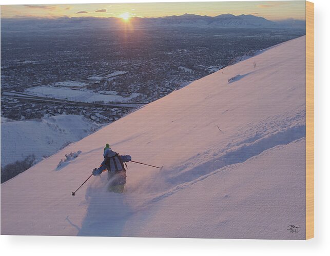 Ski Wood Print featuring the photograph Salt Lake City Skier by Brett Pelletier