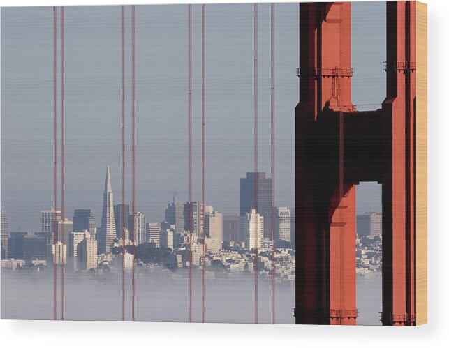 San Francisco Wood Print featuring the photograph San Francisco Skyline From Golden Gate by Mona T. Brooks