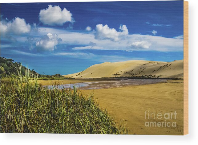 90 Mile Beach Wood Print featuring the photograph 90 Miles Beach, New Zealand by Lyl Dil Creations