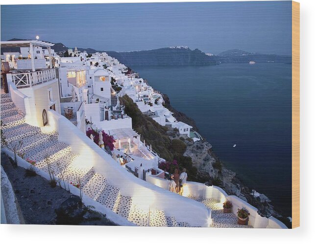 Greece Wood Print featuring the photograph Santorini, Greece At Twilight by Peter Gridley