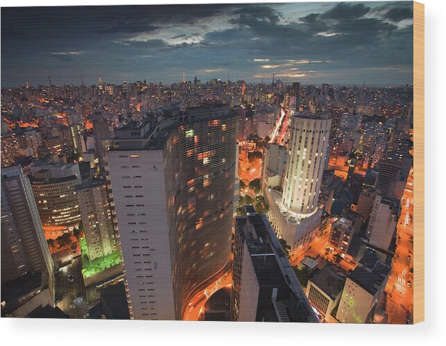 Avenue Wood Print featuring the photograph Sao Paulo At Night by Brasil2