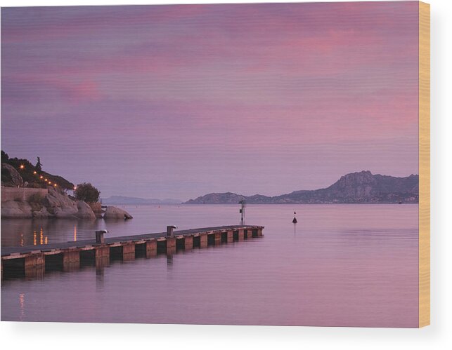 Tranquility Wood Print featuring the photograph Sardinia, Italy, Harbor View by Walter Bibikow