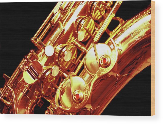 Music Wood Print featuring the photograph Saxophone, Close-up by Medioimages/photodisc