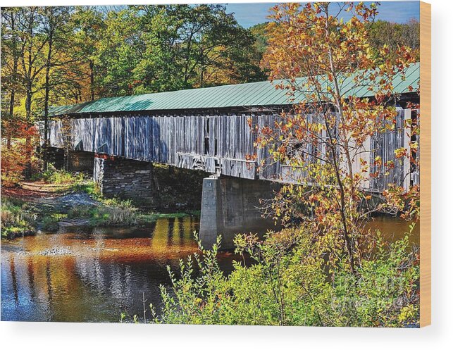 Scott Covered Bridge Wood Print featuring the photograph Scott Covered Bridge by Steve Brown