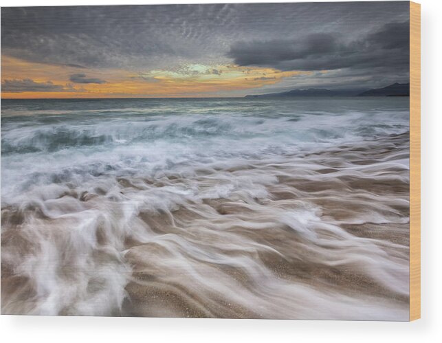 Sea Wood Print featuring the photograph Sea In Motion by Paolo Bolla