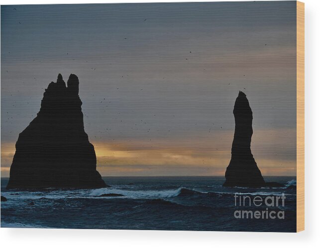 Iceland Wood Print featuring the photograph Aegir's Rocks by Debra Banks